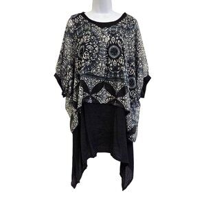 Pretty Angel S Sheer Black Tunic Top Gypsy Geometric Floral Whimsigoth Dark Fair